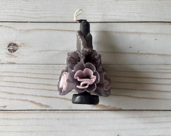 Day of the Dead Marigold Dry Black and Lilac Mini Mexican Artisan Candle Vela