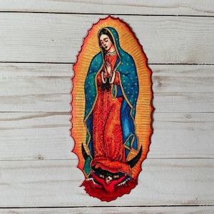 Parche religioso termoadhesivo con forma de cruz de la Virgen de Guadalupe para coser o planchar