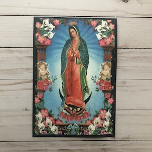Virgin de Guadalupe Religious Iron On Cross Patch Applique Sew On Mexico Art