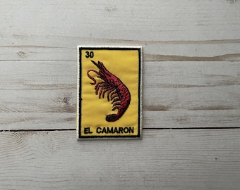 El Camaron The Shrimp  Loteria Embroidered Patch
