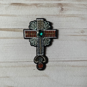 Sacred Heart Sequin Milagro Beaded Iron On Patch