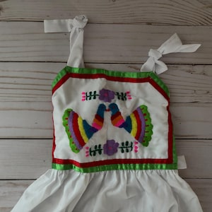Mexican Toddler Baby Embroidered White Summer Spring Sundress Size 1 Fiesta Dress