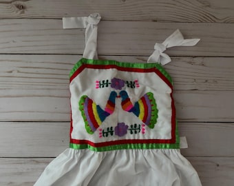 Vestido de festa mexicano para bebês, bordado, branco, verão, primavera, tamanho 1