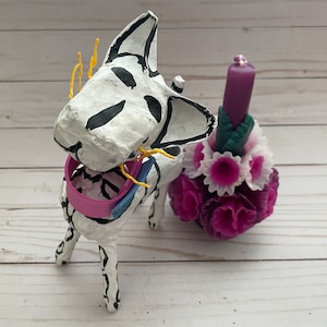 Cute Cat Day of the Dead Dia de los Muertos Paper Sculpture Paper Mache Decoration Dog
