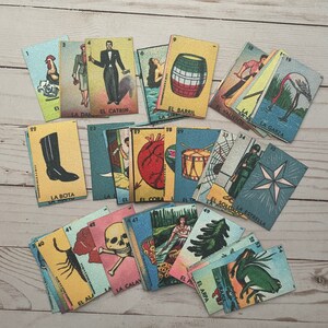 Todas las cartas iron on sparkly Loteria Mexican Patch La Sirena, El Valiente, El Borracho 54 Piezas
