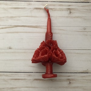 Médio Dia dos Mortos Calêndula Vermelho Marrom Terracota Vela Artesanal Mexicana Vela