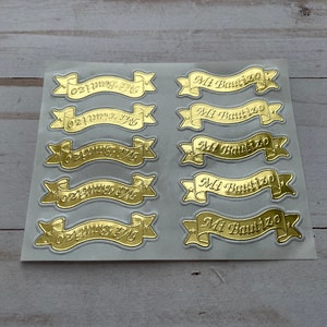 Mi Bautizo First Comunion Repujado Embossed Tin Foil Gold Silver Stickers Mexico Art Invitation Bautizo Set of 20