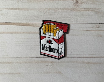 Parche termoadhesivo de cigarrillos mexicanos vintage para coser o planchar, inspirado en chaqueta de motocicleta y bolso.