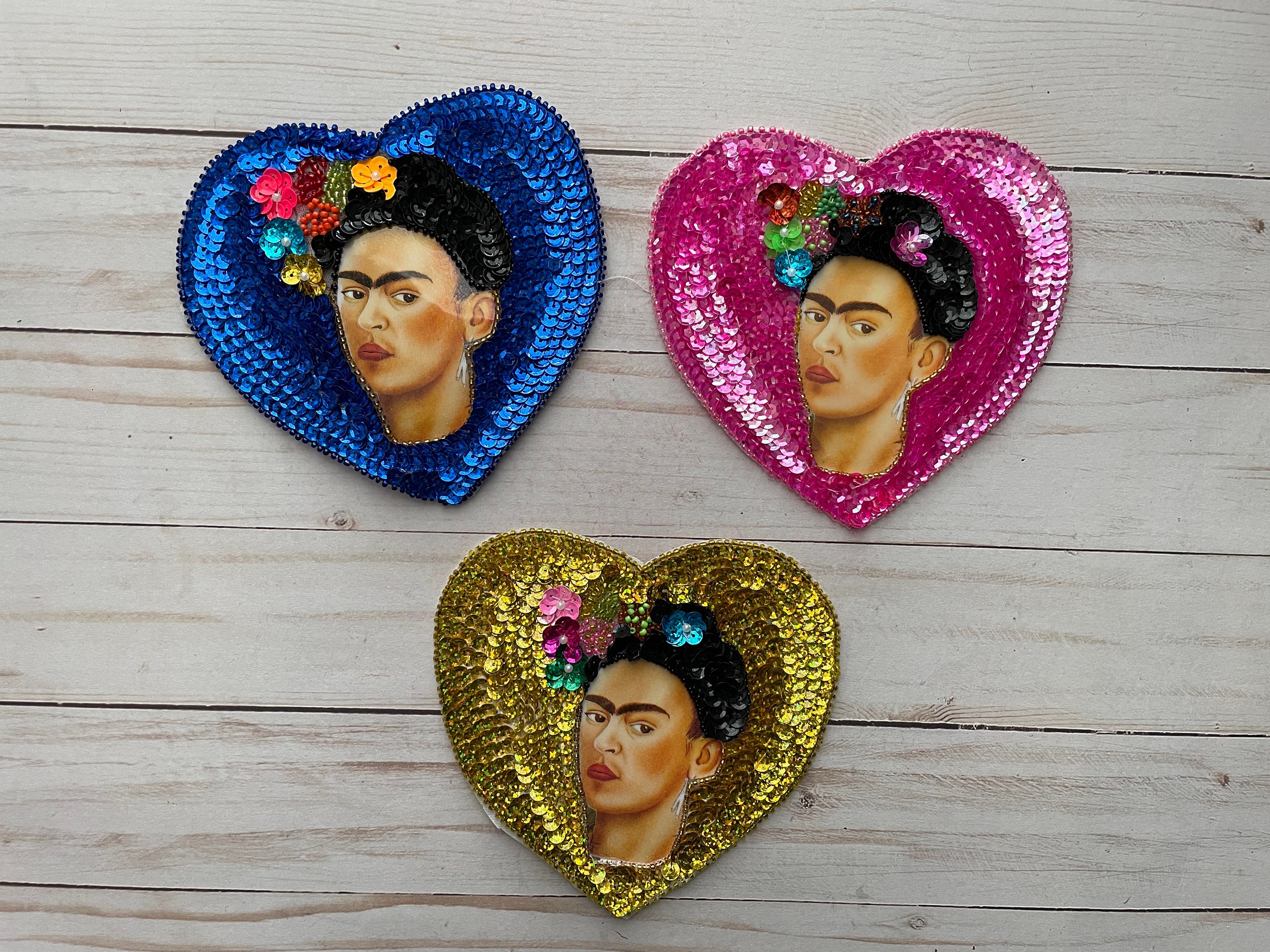 Radiant heart Large sequin patch - Mexicain bead applique - Casa Frida