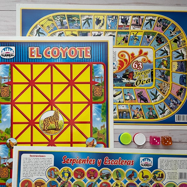 Mexicain El Juego de la Oca Serpientes y Escaleras El Coyote 3 Jeux de société