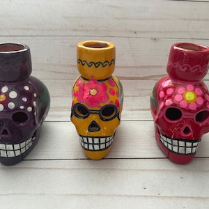 Calavera Caveira Mexicana Dia dos Mortos Dia de los muertos Ofrenda Art Castiçal de cerâmica