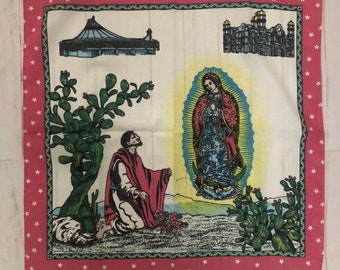 Mexican Ethnic Colorful Bright Thin Scarf Paliacate Lady of Guadalupe Virgen de Guadalupe Virgin Mary