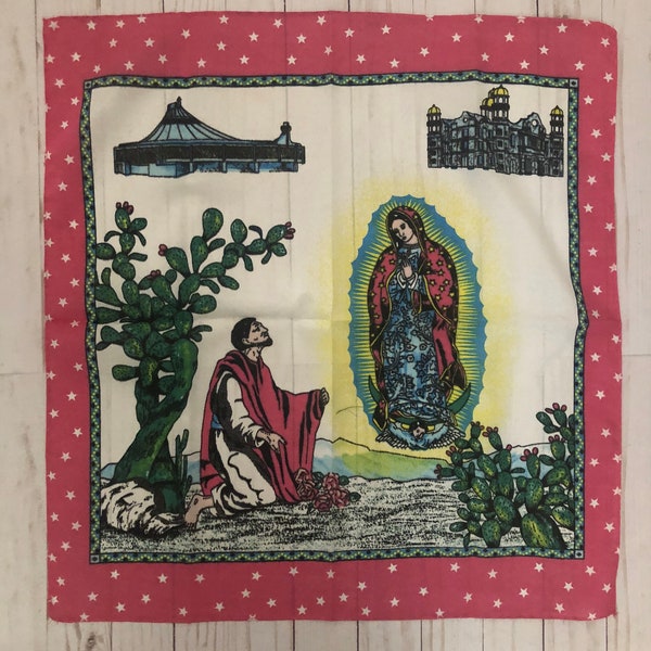 Mexican Ethnic Colorful Bright Thin Scarf Paliacate Lady of Guadalupe Virgen de Guadalupe Virgin Mary