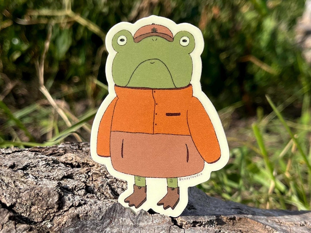 Toad Panic Sticker The Cozy Toad, an Emotional Support Whimsy Hiking Toad - Waterproof ...