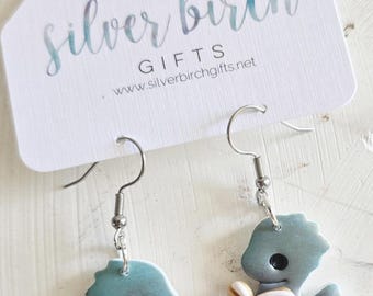 Reading Dragon Polymer Clay Earrings: Book Lover Jewelry