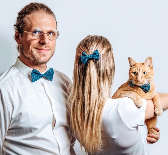 Cassiopee Noeud Papillon Bleu Et Blanc Pour Animaux Chat Etsy