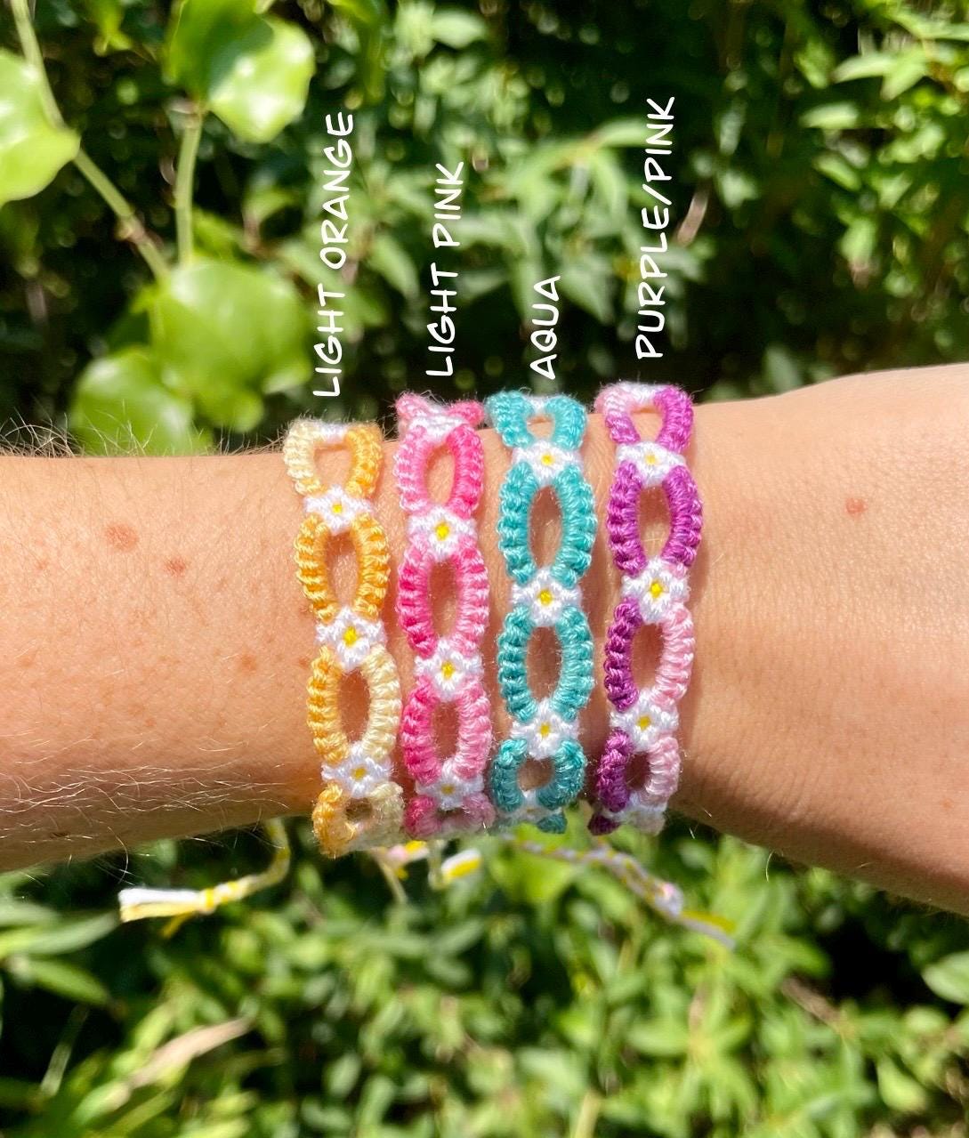 【美品】フミエタナカ　clear yarn bracelet Woven Daisy Chain Friendship Bracelets, Visco,flower, Anklet, Boho