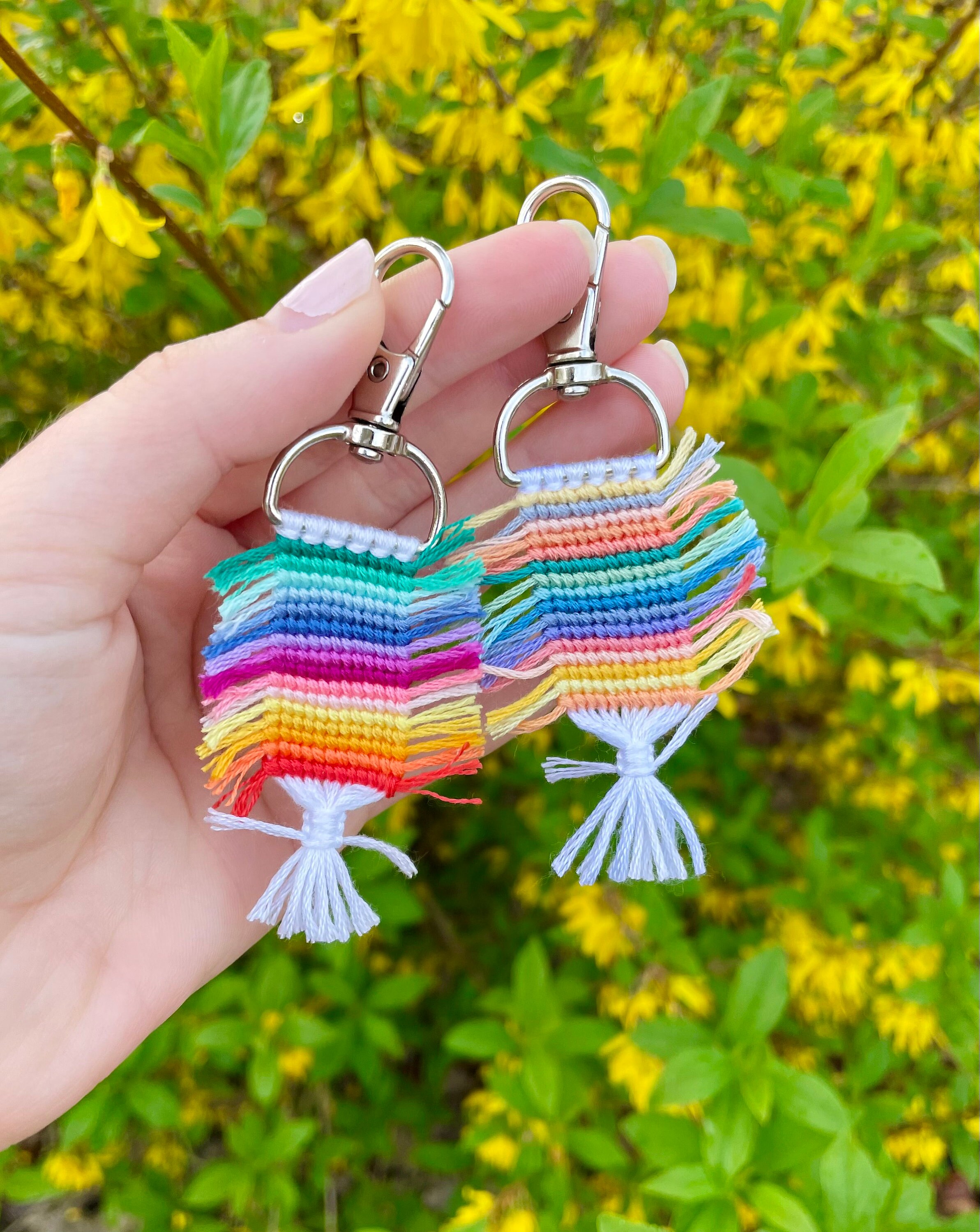 Rainbow Rag Rug Flip Flop Keychains Shag Bracelets Friendship