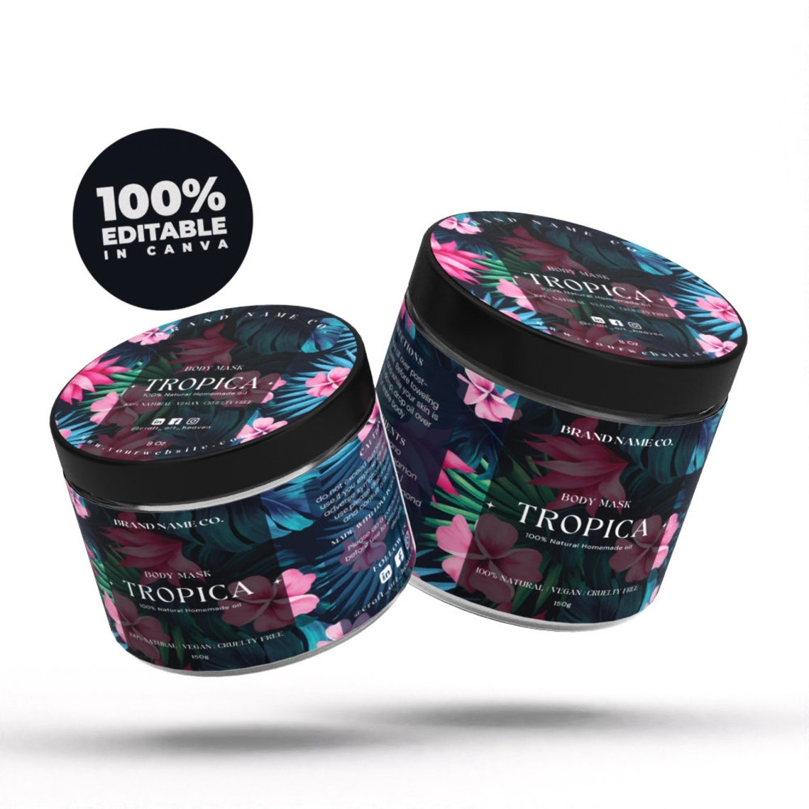 Fully Editable Body Product Label Templates Tropical Body - Etsy