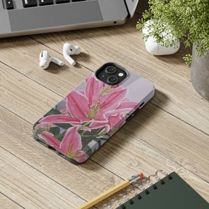 Floral Tough Phone Case Art - "Pink Tiger Lillies- Phase 3"