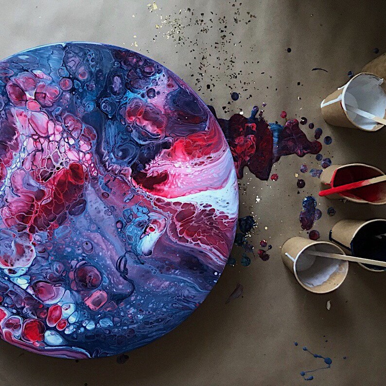 DIY Fluid Art Acrylic Pouring Kit Painting with color palette | Etsy