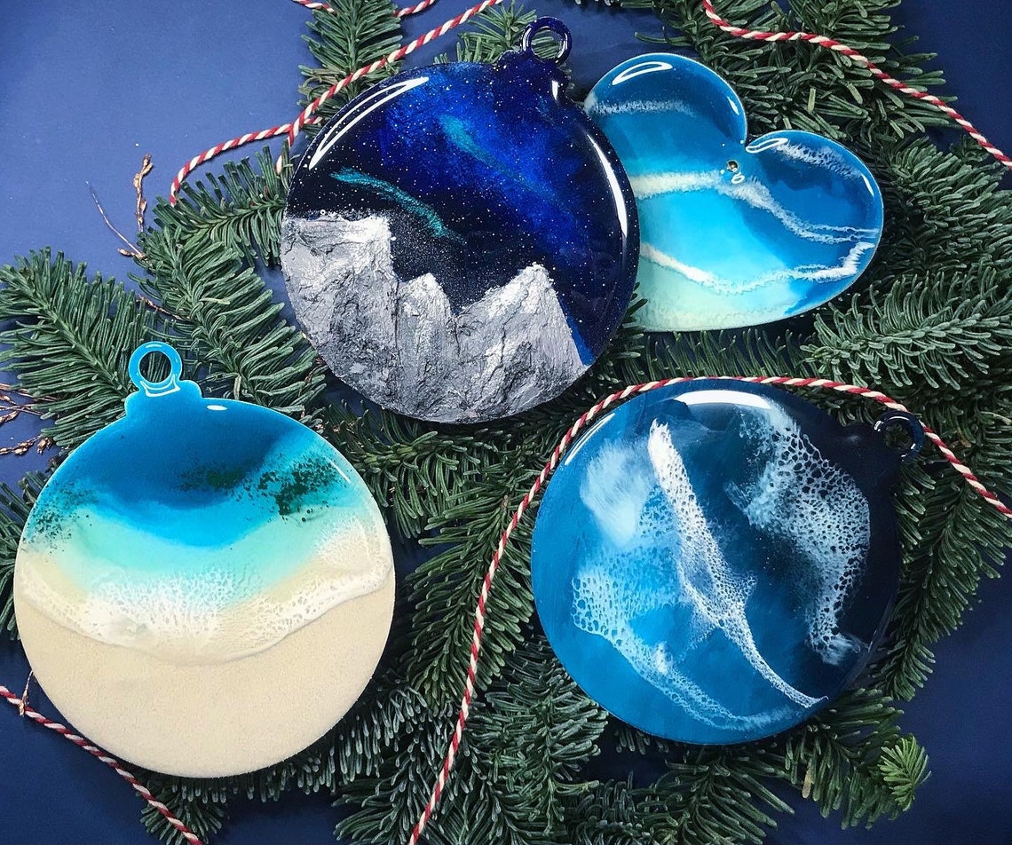 Christmas Tree Ornament handcrafted from wood and epoxy resin Etsy