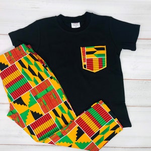 Boy Outfit Set / African Boy Outfit / Ankara Pants Outfit / Kente Print Outfit