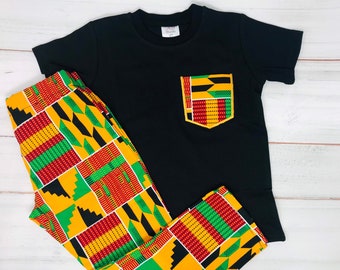 Boy Outfit Set / African Boy Outfit / Ankara Pants Outfit / Kente Print Outfit