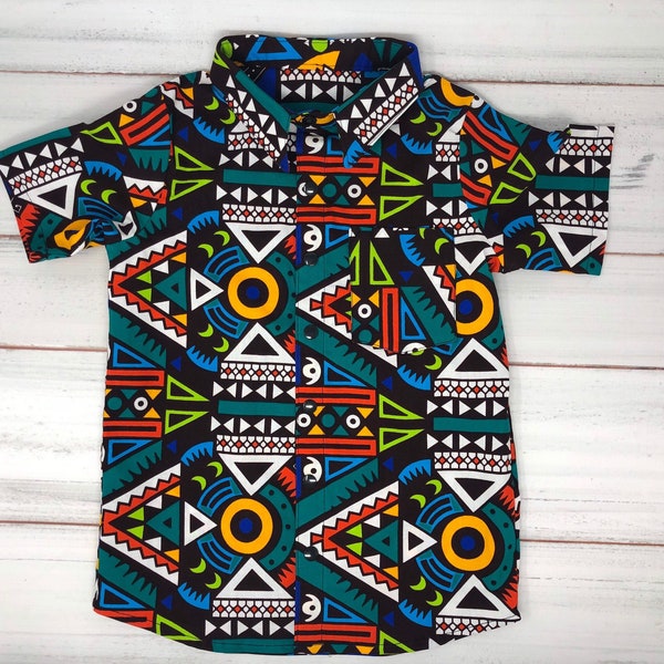 African print children dress shirt / Kente boy dress shirt/ Ankara children dress shirt