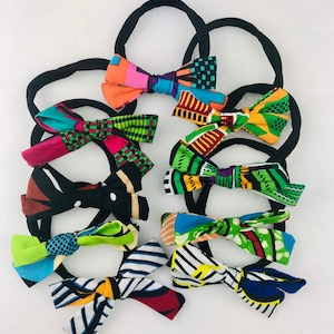 Mini African Print Bow Headband: Baby Toddler Nylon Headband
