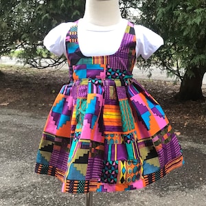 African print suspender dress/ kente girl dress/Ankara dress/ suspender skirt
