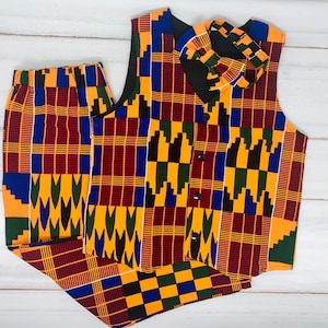 Boys Kente Vest: African Print Little Gentleman Outfit