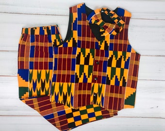 Boys African print vest /little gentleman vest/ kente vest