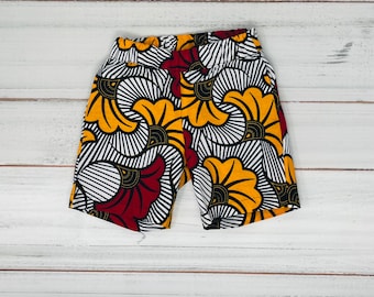 Kente Print Children's Shorts, Ankara Fabric, Unisex Design