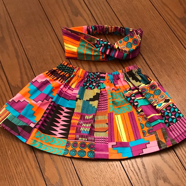 African print / girl ankara skirt headband set