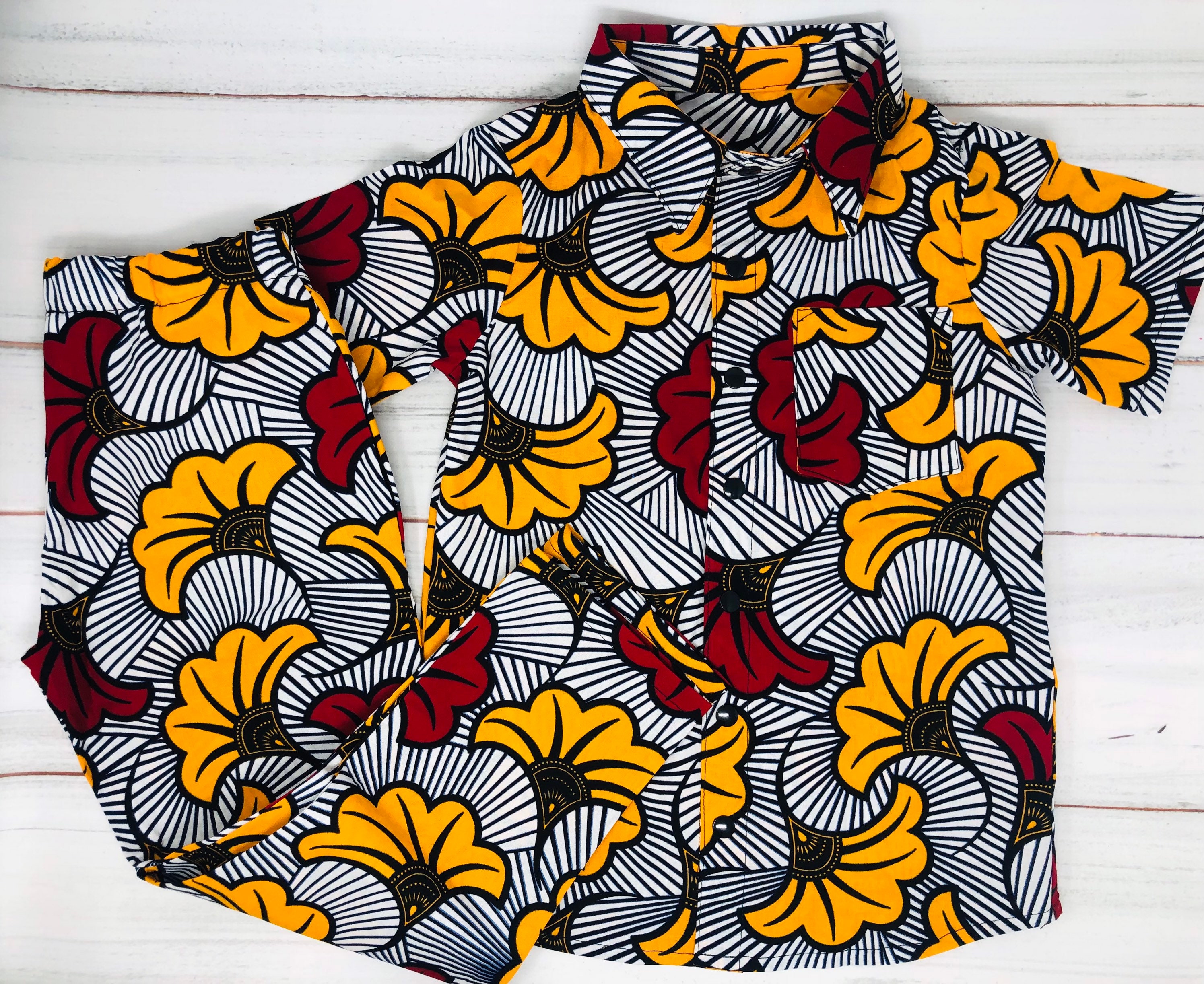 African Print Children Dress Shirt Set/ Kente Boy Dress Shirt/ - Etsy