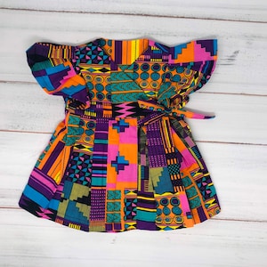 African print dress/ Pink African wrap dress/Ankara wrap dress