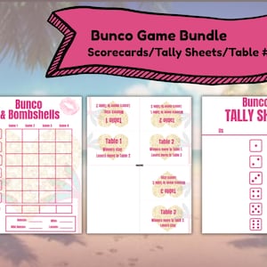 Love Island Bombshells Bunco Game Set – Printable Scorecards, Tally Sheets & Table Numbers | Girls Night Instant Download