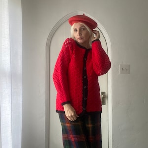 RESERVED Wonderful Vintage 70s Crochet Knit Cardigan Sweater