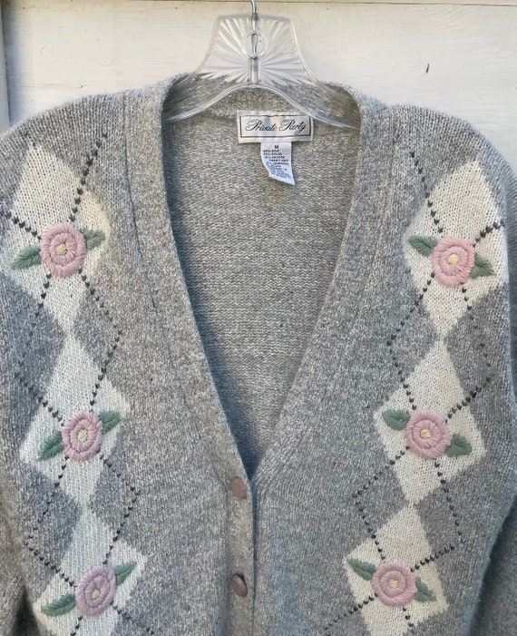 80s Argyle Cardigan Sweater - image 8