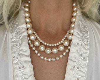 Paquete de 3 collares de perlas artificiales