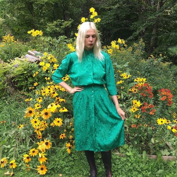 80’s Emerald Green Dress