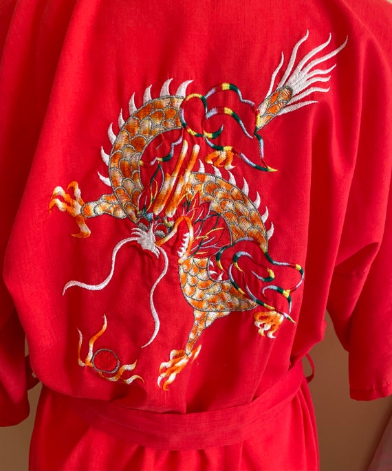 Striking Vintage 70s Embroidered Dragon Souvenir … - image 6