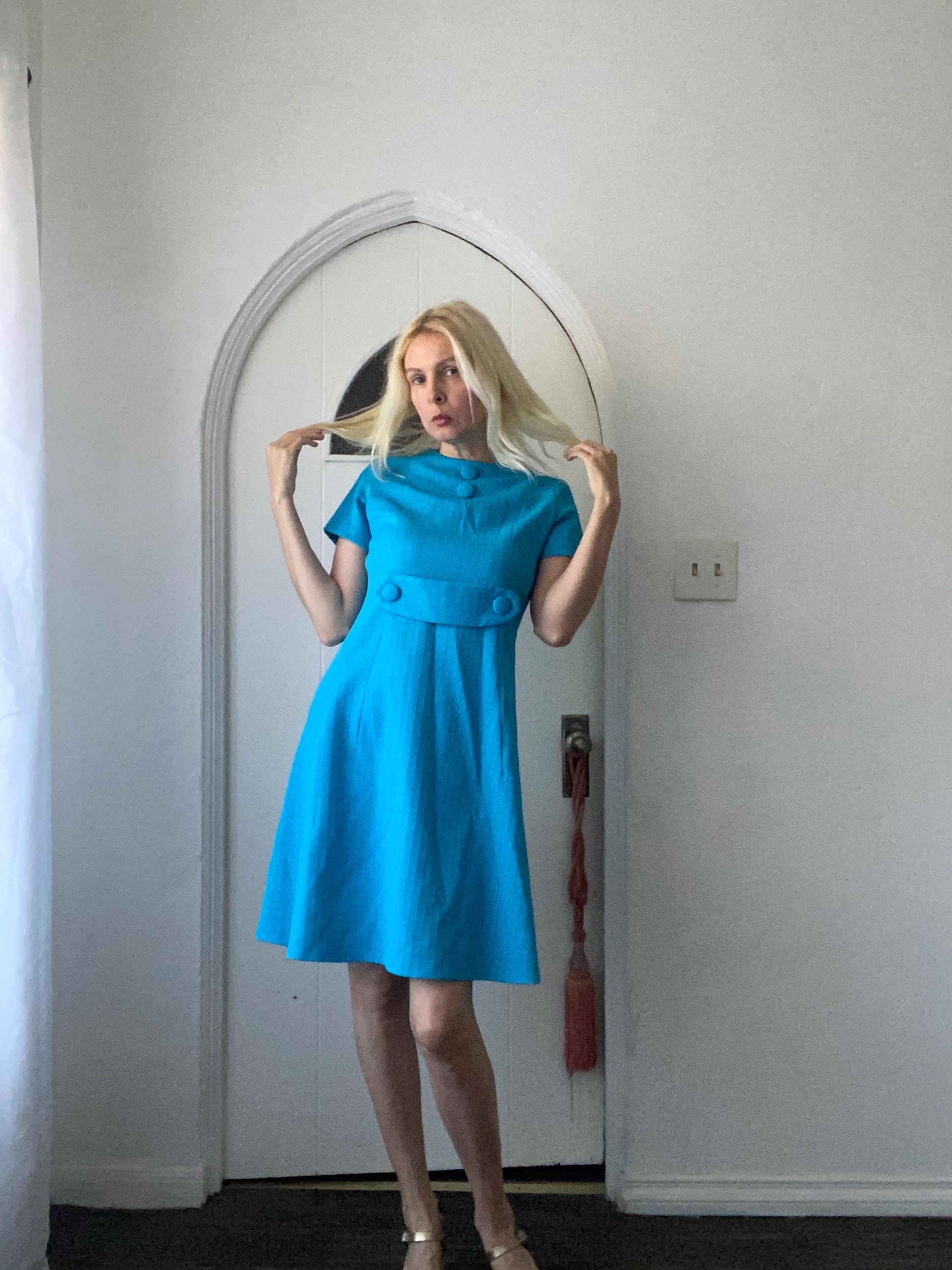 Blue Mod Dress - Etsy