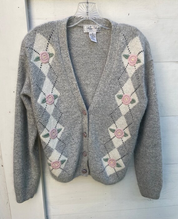 80s Argyle Cardigan Sweater - image 5