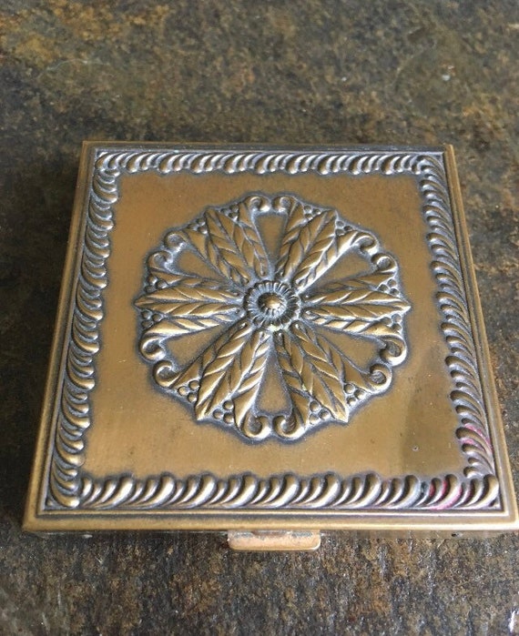 40s Volupte Art Deco Brass Compact