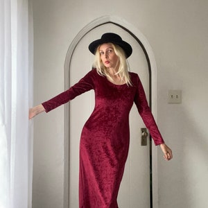 navy blue dress for baby girl 1990s Red Velvet Backless Slip Dress — Wayward Collection main image 1
