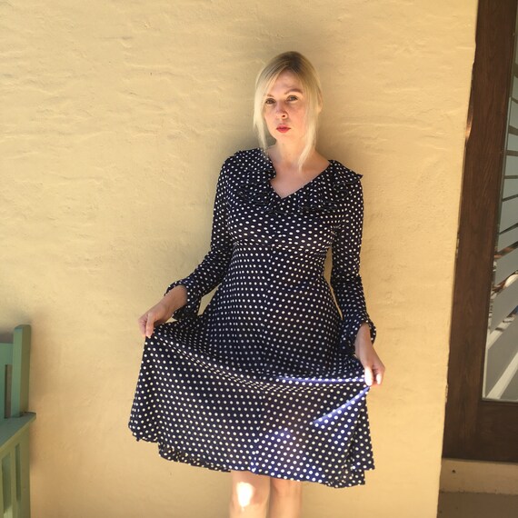 60s/70s Polka Dot Empire waist dress