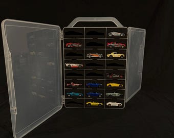 Hot Wheels / Matchbox open vitrine – 48 sleuven met beschermend schuimrubberen inzetstuk Magisch schild GEEN AUTO'S inbegrepen