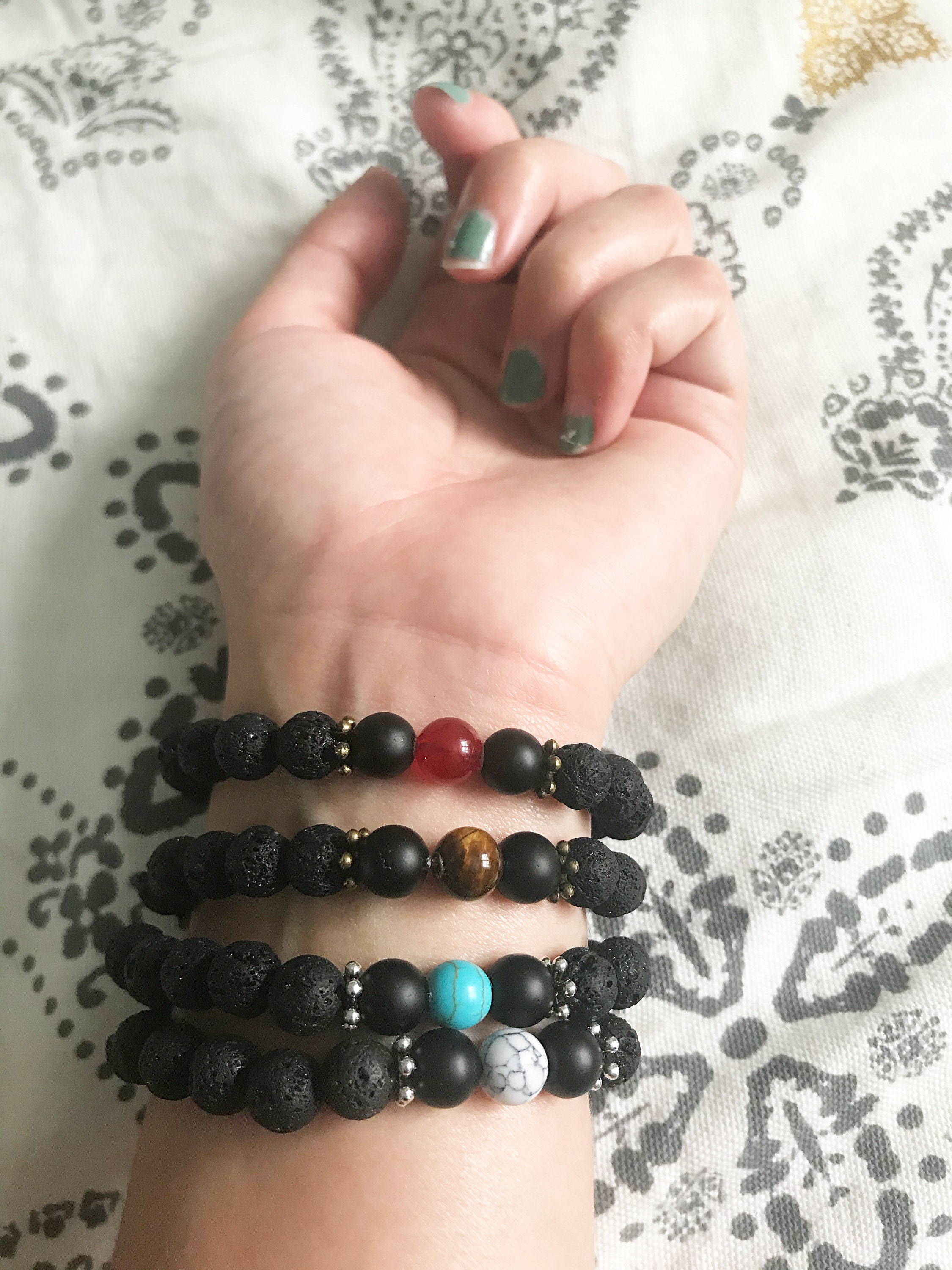 Element Lava Beaded Stretch Bracelets Set 7 Inch small Wristfire